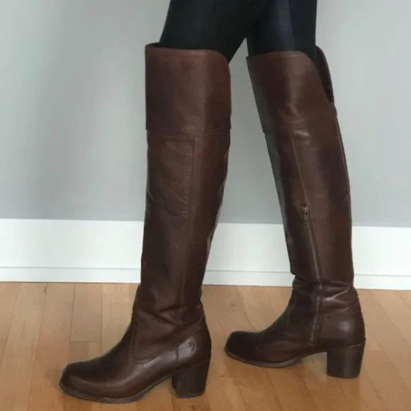 Frye Shoes Nib Frye Kendall Otk Dark Brown Over The Knee Boot